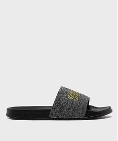 GEMO Mules ouvertes avec inscription sur la bride homme gris standard