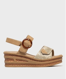 GEMO Sandales compensées à brides scratch femme - Valentina Baldano Beige