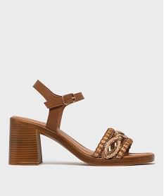 GEMO Sandales à talon avec brides tressées femme - Follow Me Brun