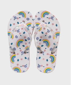 GEMO Tongs imprimées à entredoigt pailleté fille Blanc
