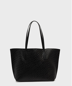 GEMO Sac cabas texturé et souple à fines anses femme noir standard