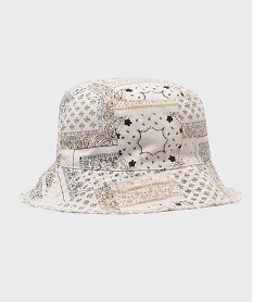 GEMO Chapeau bob imprimé bandana à bord frangé femme Blanc