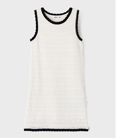 GEMO Robe courte sans manches en crochet fille blanc standard