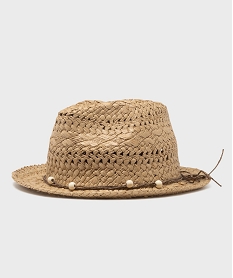 GEMO Chapeau trilby en paille de papier ajourée femme beige standard