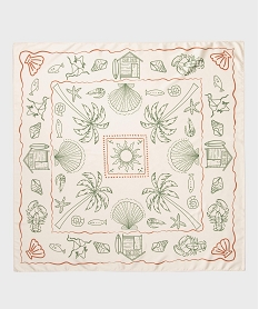 GEMO Foulard carré en satin imprimé femme beige standard