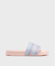 GEMO Mules de piscine à large bride moelleuse et pailletée fille Rose