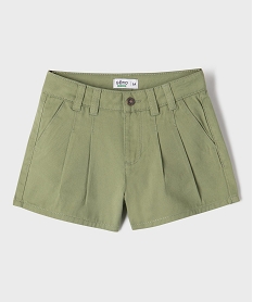GEMO Short en coton pinces avec taille ajustable fille vert standard