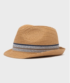GEMO Chapeau de paille avec tresses colorées garçon Beige