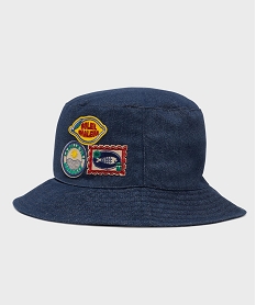 GEMO Chapeau bob en jean avec écussons fantaisie garçon Bleu