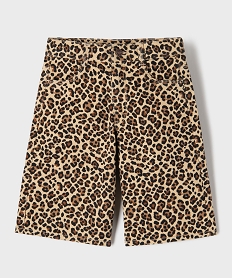 GEMO Bermuda en jean imprimé léopard fille Beige