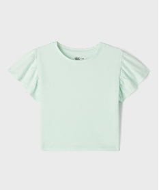 GEMO Tee-shirt manches courtes volantées fille Vert