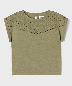GEMO Tee-shirt manches courtes loose à plastron fille vert standard