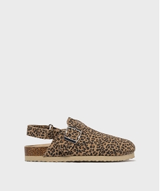GEMO Sabots en toile à motif léopard avec bride arrière fille - Lovely Wings Brun