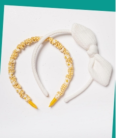 GEMO Serre-tête en tissu fantaisie fille (lot de 2) Blanc