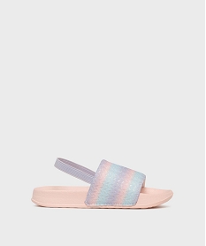 GEMO Mules de plage à bride scintillante avec élastique fille Rose