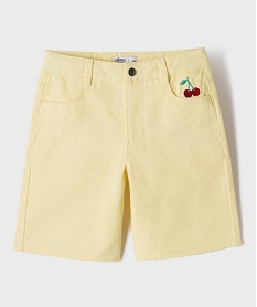 GEMO Bermuda ample en toile denim colorée fille Jaune