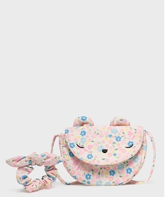 GEMO Sac à bandoulière à motifs fleuris avec chouchou fille Rose