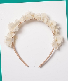 GEMO Serre-tête en tissu fantaisie rehaussé de fleurs fille beige standard