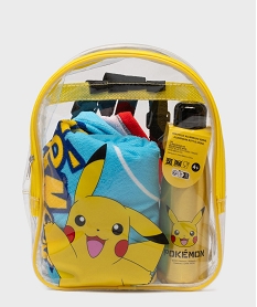 GEMO Ensemble de plage 3 pièces Pokémon enfant : sac à dos drap de plage et gourde jaune standard