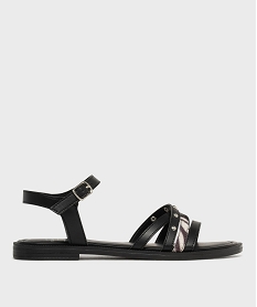 GEMO Sandales plates à brides entrelacées femme noir standard