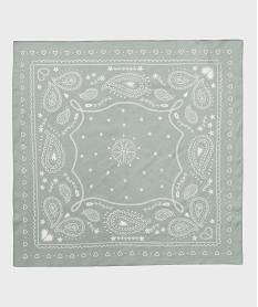 GEMO Foulard carré en coton imprimé femme Vert