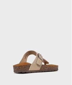GEMO Claquettes à entredoigts semelle intérieure cuir avec strass femme gris standard