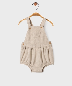 GEMO Salopette ultra courte en coton et lin bébé garçon beige chine