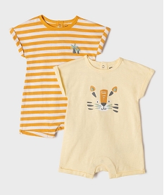GEMO Combishort en jersey de coton flammé bébé garçon (lot de 2) Jaune