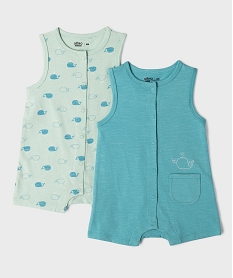GEMO Combinaisons courtes en coton à motifs baleines bébé garçon (lot de 2) Vert