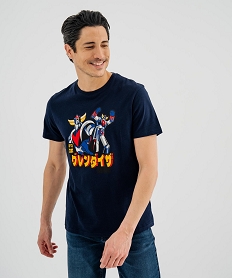 GEMO Tee-shirt manches courtes en jersey de coton imprimé homme - Goldorak Bleu