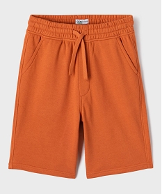 GEMO Bermuda uni en maille French Terry avec ceinture ajustable garçon Orange