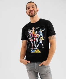 GEMO Tee-shirt manches courtes en coton imprimé homme - Les Chevaliers du Zodiaque noir standard