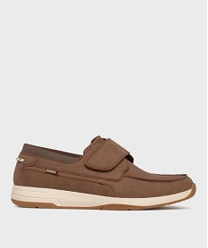 GEMO Mocassins confort fermeture scratch homme marron fonce