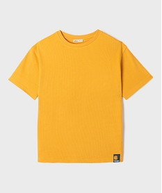 GEMO Tee-shirt manches courtes oversize en maille nid dabeille garçon Jaune