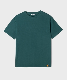 GEMO Tee-shirt manches courtes oversize en maille nid dabeille garçon Vert