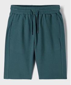 GEMO Bermuda de sport uni en maille nid d’abeille garçon Vert