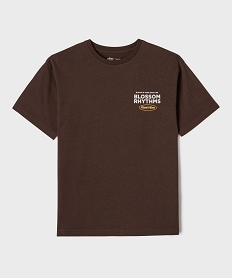 GEMO Tee-shirt manches courtes coupe oversize avec inscription garçon marron fonce
