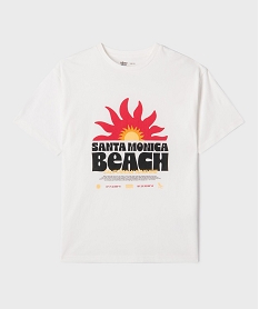 GEMO Tee-shirt manches courtes coupe oversize avec inscription garçon blanc standard