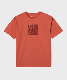 GEMO Tee-shirt manches courtes coupe oversize avec inscription garçon marron standard