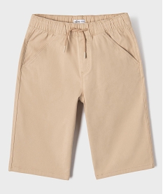 GEMO Bermuda en coton stretch coupe loose avec taille élastique garçon Beige