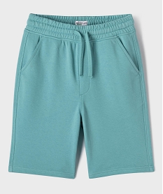 GEMO Bermuda uni en maille French Terry avec ceinture ajustable garçon Bleu