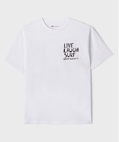 GEMO Tee-shirt manches courtes coupe oversize motif surf garçon blanc vif