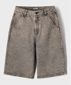 GEMO Bermuda en jean skater denim en coton effet neige garçon Gris