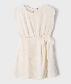 GEMO Robe courte sans manches en maille froissée fille blanc standard