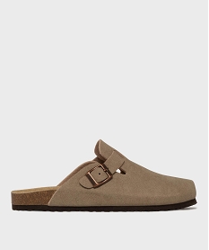 GEMO Sabots en suédine avec semelle intérieure anatomique en cuir garçon beige standard