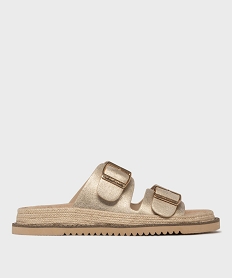 GEMO Mules à petit talon compensé et larges brides brillantes femme - LuluCastagnette dore