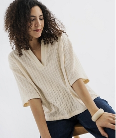 GEMO Polo en maille fantaisie ajourée femme - LuluCastagnette Beige