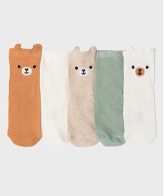 GEMO Chaussettes tige haute fantaisie bébé (lot de 5 paires) Beige