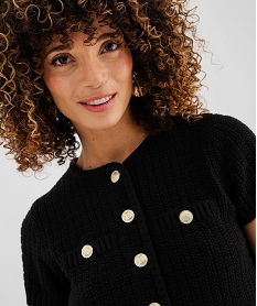 pull manches courtes en maille fantaisie a boutons femme noir standard giletsL441201_2