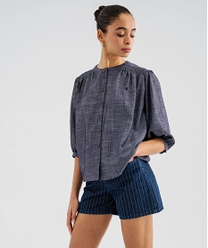 GEMO Blouse ample à col rond et manches 34 femme - LuluCastagnette Bleu